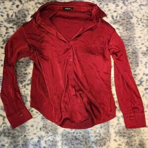 Burgundy silk button up shirt silkshirt